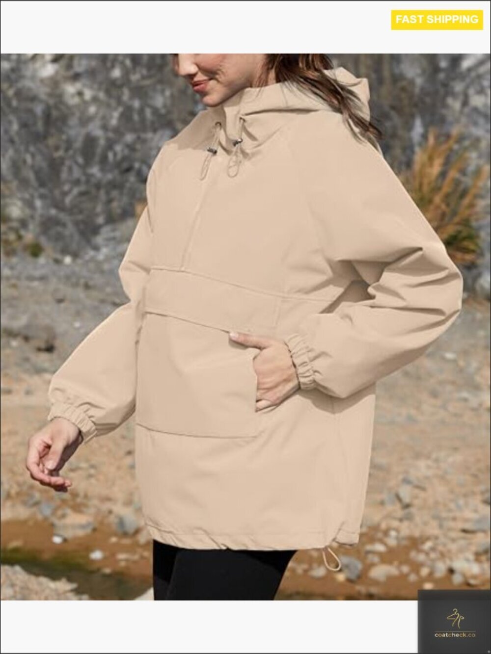 Lightweight Packable Waterproof Rain Jacket Hooded Windbreaker Outdoor Hiking - Picture 2 of 7